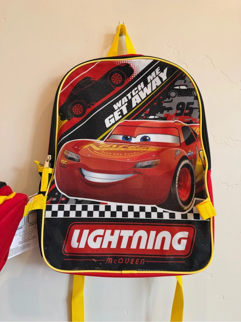 DISNEY Lightning McQueen Cars Backpack & Insulated Lunch Bag Set